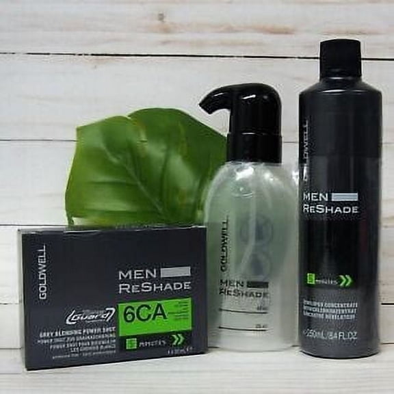 6CA Goldwell Men RESHADE Grey Blending Hair Color with DEVELOPER & BOTTLE