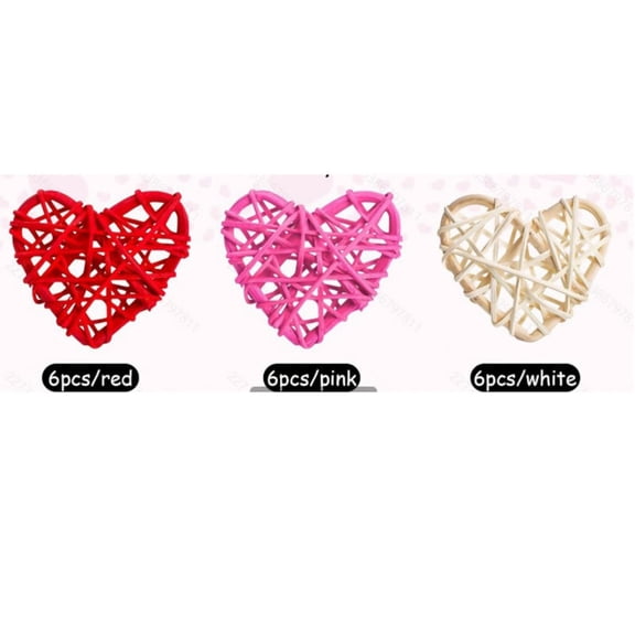 6CM Rattan Heart Decorations Set of 24 Natural Woven Hearts Rustic Hanging Ornament for Crafts Weddings Party Garland DIY Home Wall Decor Photo Display Accessories