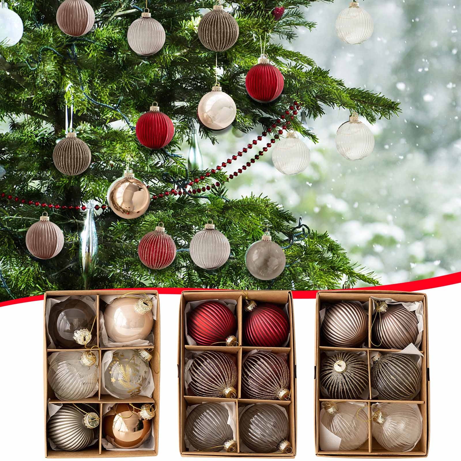6CM Shatterproof Plastic Christmas Ball Ornaments | 6-Piece Set with ...