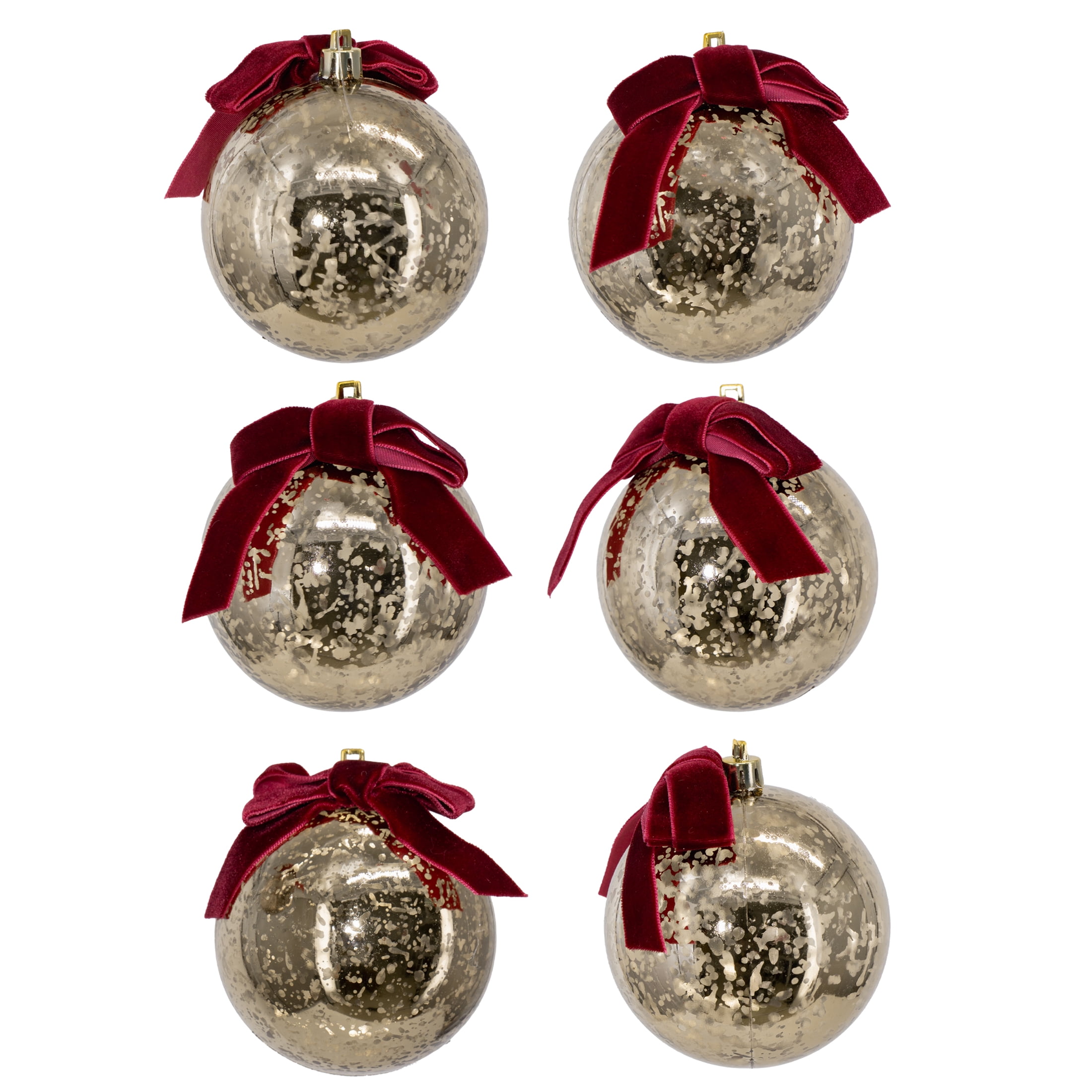 My Texas House 6-Count Gold Mercury-Style Shatterproof Christmas Ornaments, 3"