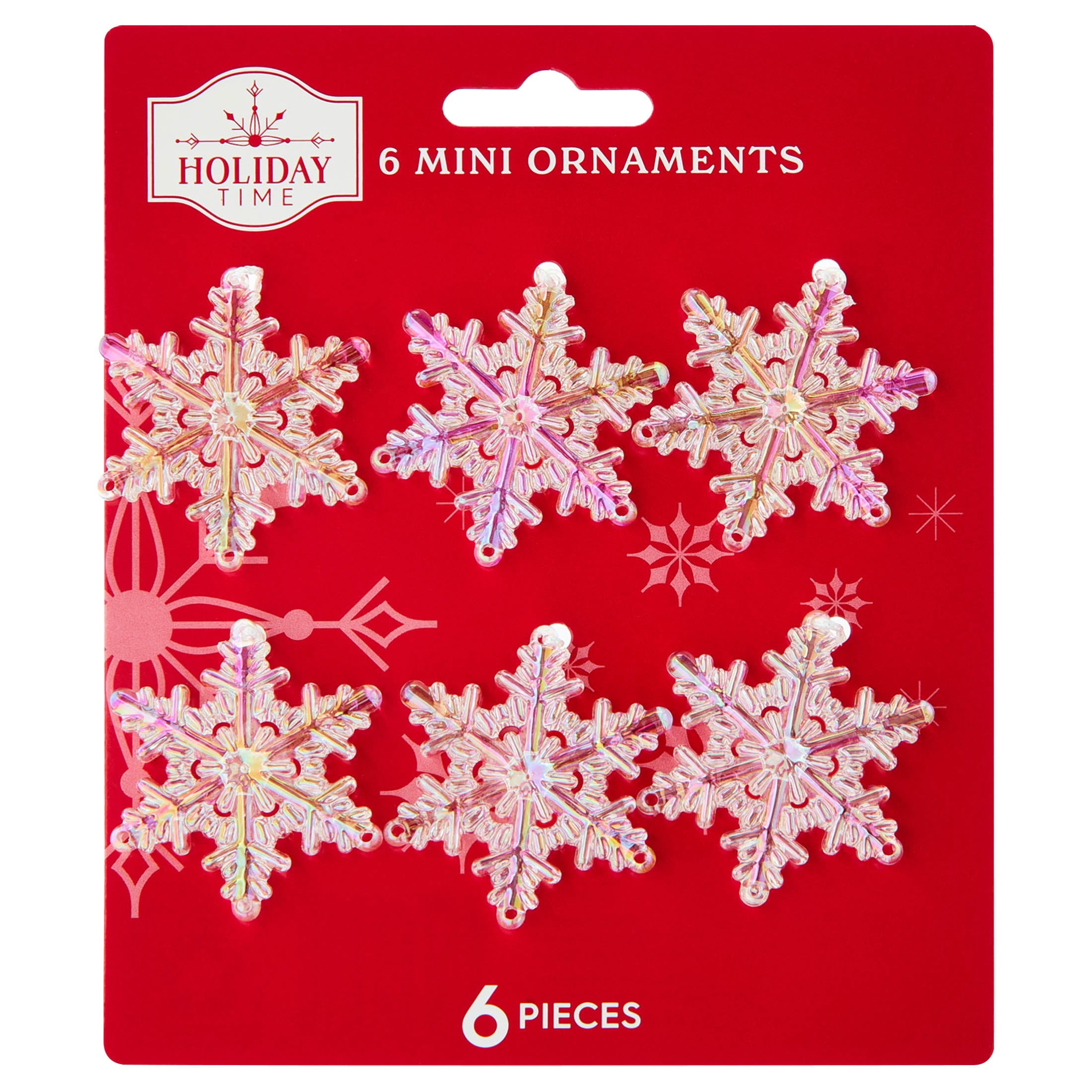 6-Count Iridescent Snowflake Mini Christmas Ornaments, 1.8", by Holiday Time