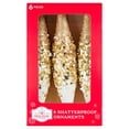 thumbnail image 1 of 6-Count White and Gold Glitter Ombre Finial Shatterproof Christmas Ornaments, 6.1", by Holiday Time, 1 of 5