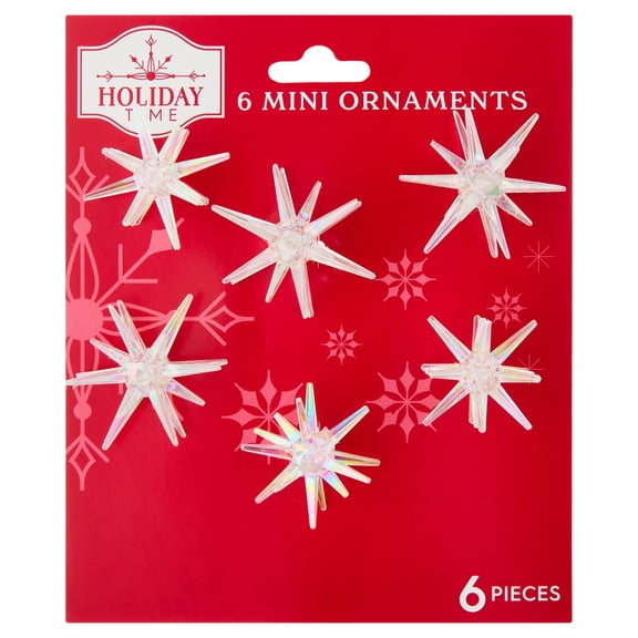 6-Count Iridescent Starburst Mini Christmas Ornaments, 2", by Holiday Time