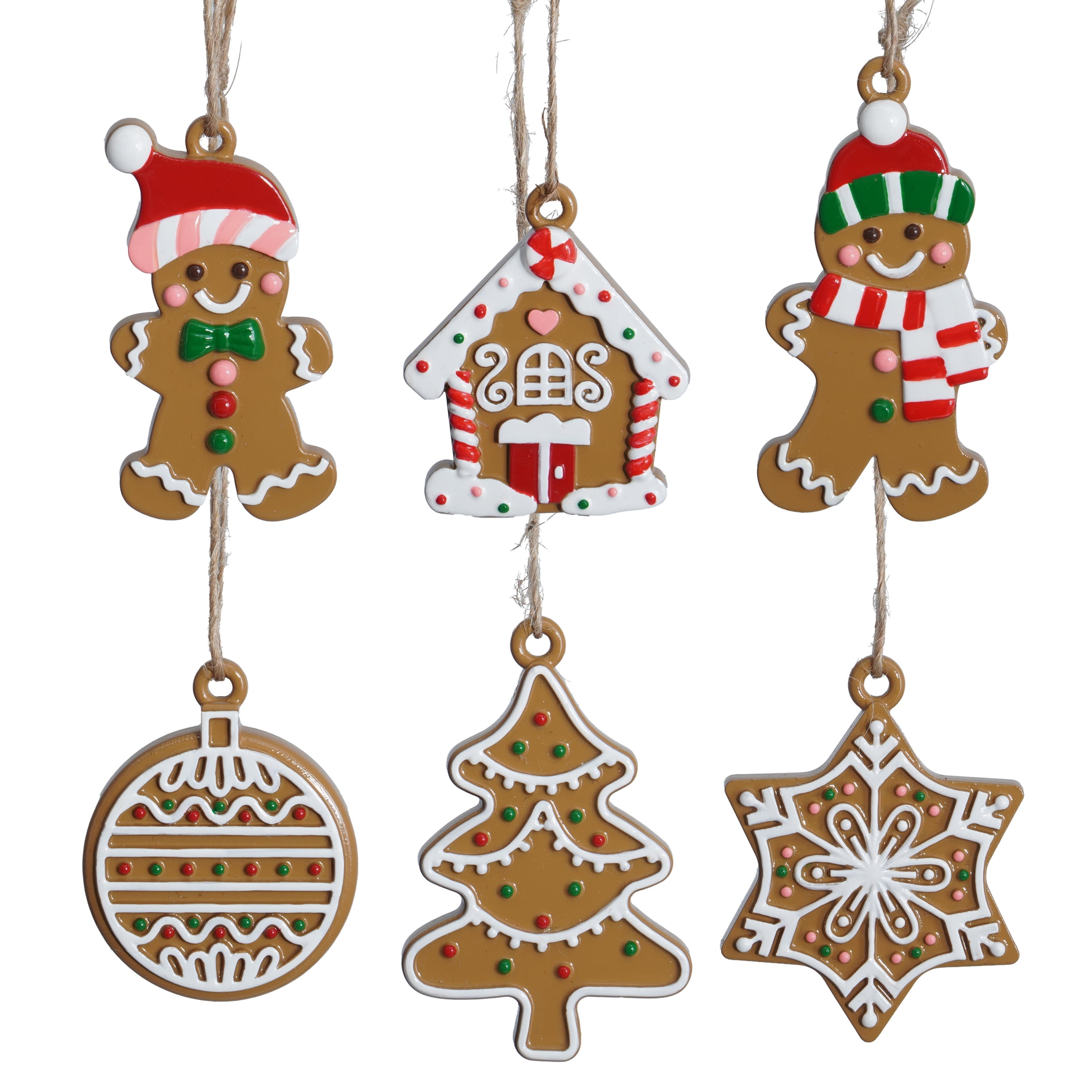 6-Count Multicolor Gingerbread Mini Christmas Ornaments, by Holiday Time