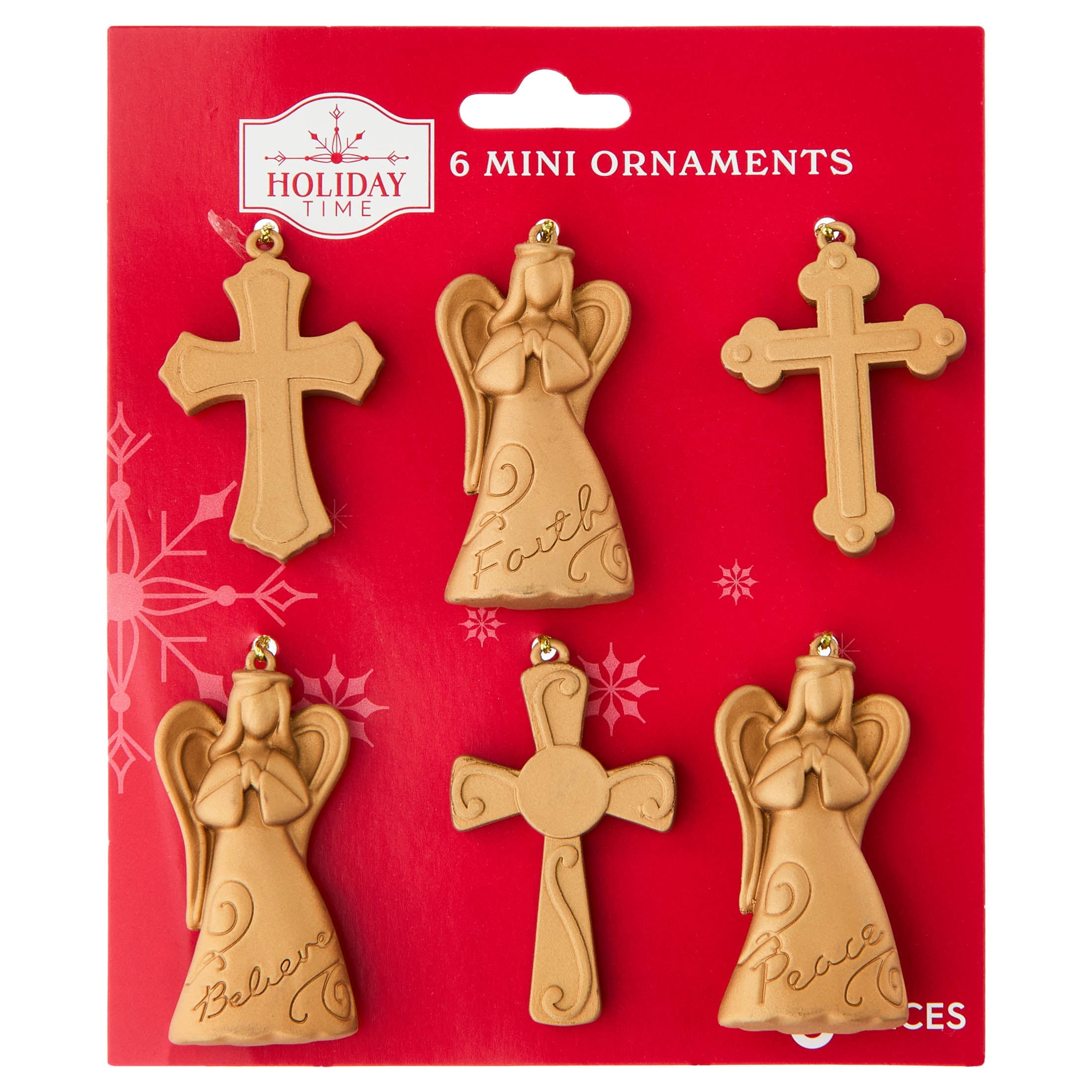 6-Count Gold Angel and Cross Mini Christmas Ornaments, by Holiday Time