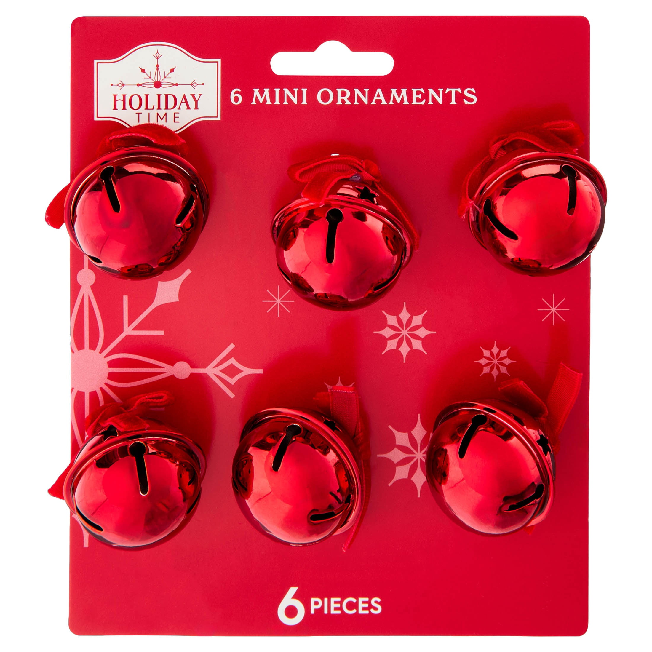 6-Count Red Metal Jingle Bell Mini Christmas Ornaments, 1.5", by Holiday Time