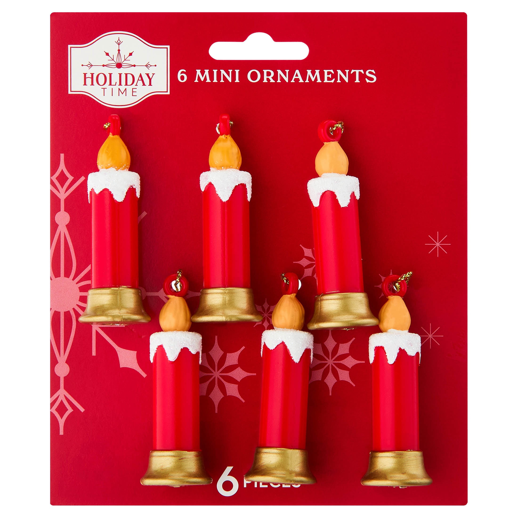 6-Count Red and Yellow Mini Candle Christmas Ornaments, 1", by Holiday Time
