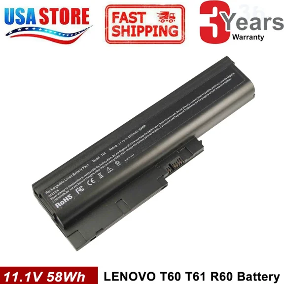 6Cell Battery for IBM Lenovo Thinkpad T60 T61 Z60 Z61 R60 R61 SL300 SL500 Laptop