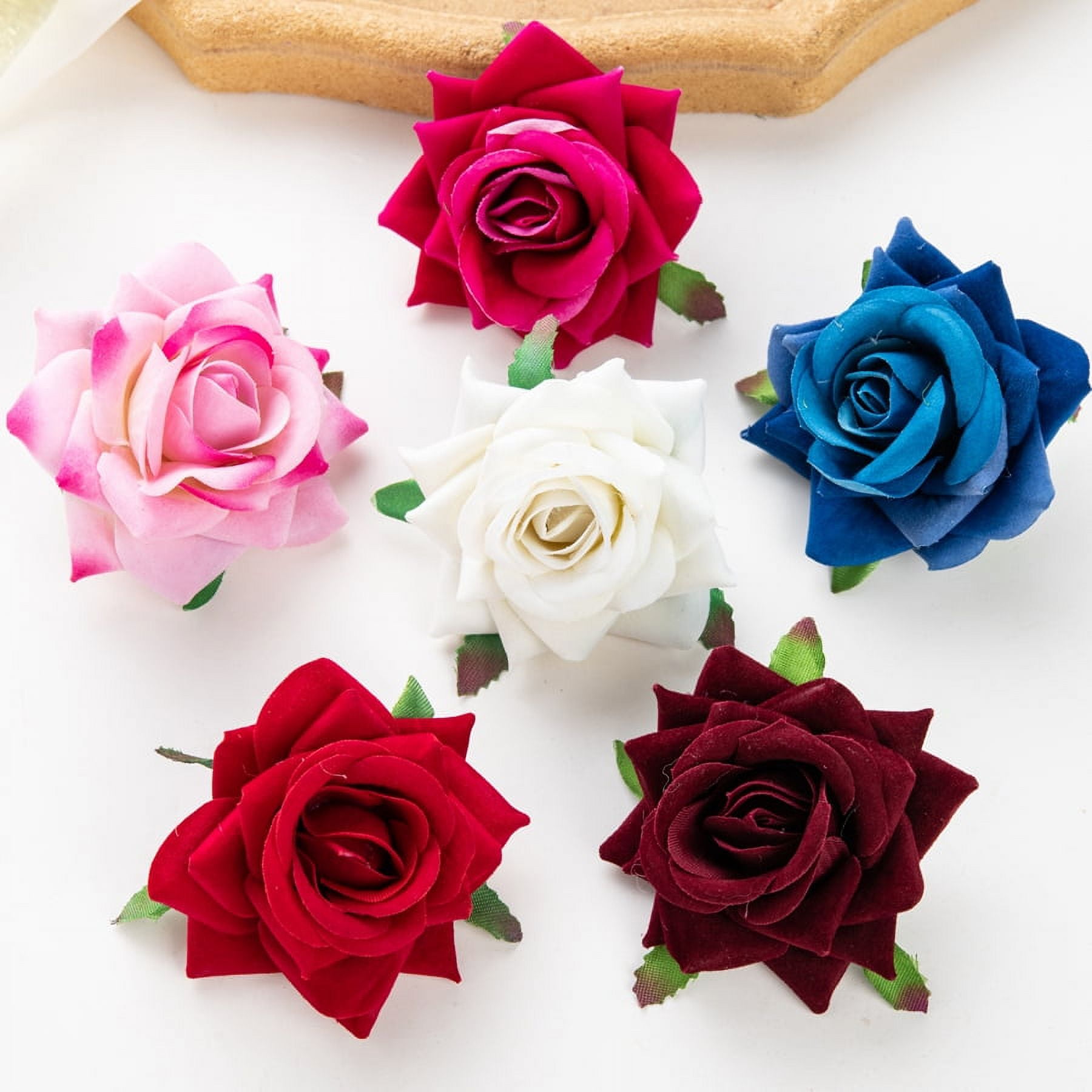 6Cm 100Pcs Red Flannel Curled Roses for Scrapbook Christmas Home Decor ...