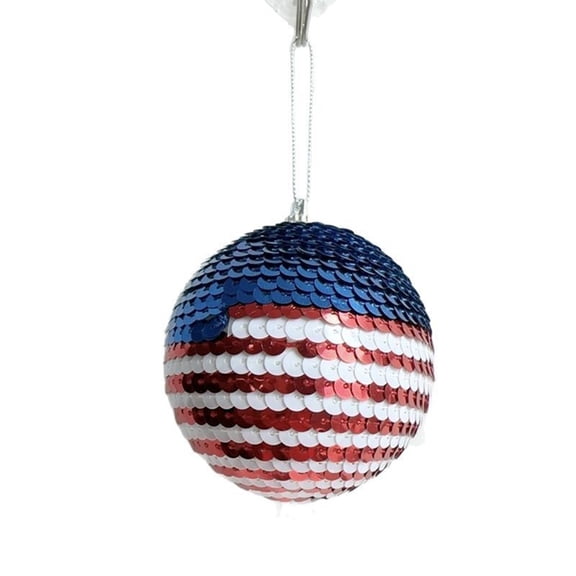 6Cm American Flag Sequin Bauble, Party Decoration, Rearview Mirror Car Hanging Ornament, Home Entryway Accents