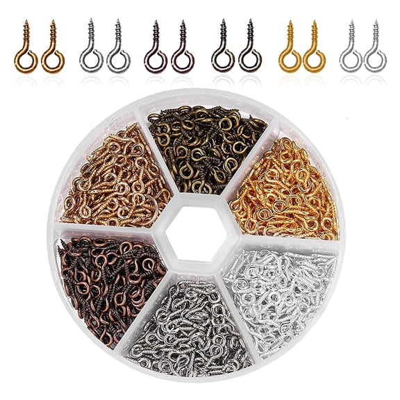 Giaone Screw Eye Hooks Alloy Nails Eyelet Screw Thread Hook for Diy Necklaces Making