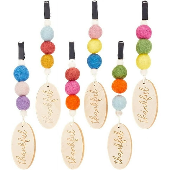 6Colors Wool Felt Ball Car Diffuser Car Diffuser Vent Clip Wood 6pcs Essential Oil Car Diffuser Car Air Vent Clips with Lettering Wooden Pendant Boho Car Accessories