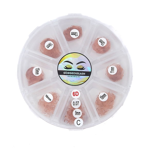 6D Bright Brown Color Lashes, 1000 Premade Volume Fans, Eyelash Extensions. Handmade! C Curl - 09 to 16mm
