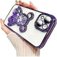 thumbnail image 1 of 6D Electroplated for iPhone 13 Case for Women Girls Luxury Liquid Quicksand Case with Camera Protector Glitter Sparkly Bear Slim Shockproof Rubber Protecive Case (Deep Purple), 1 of 10