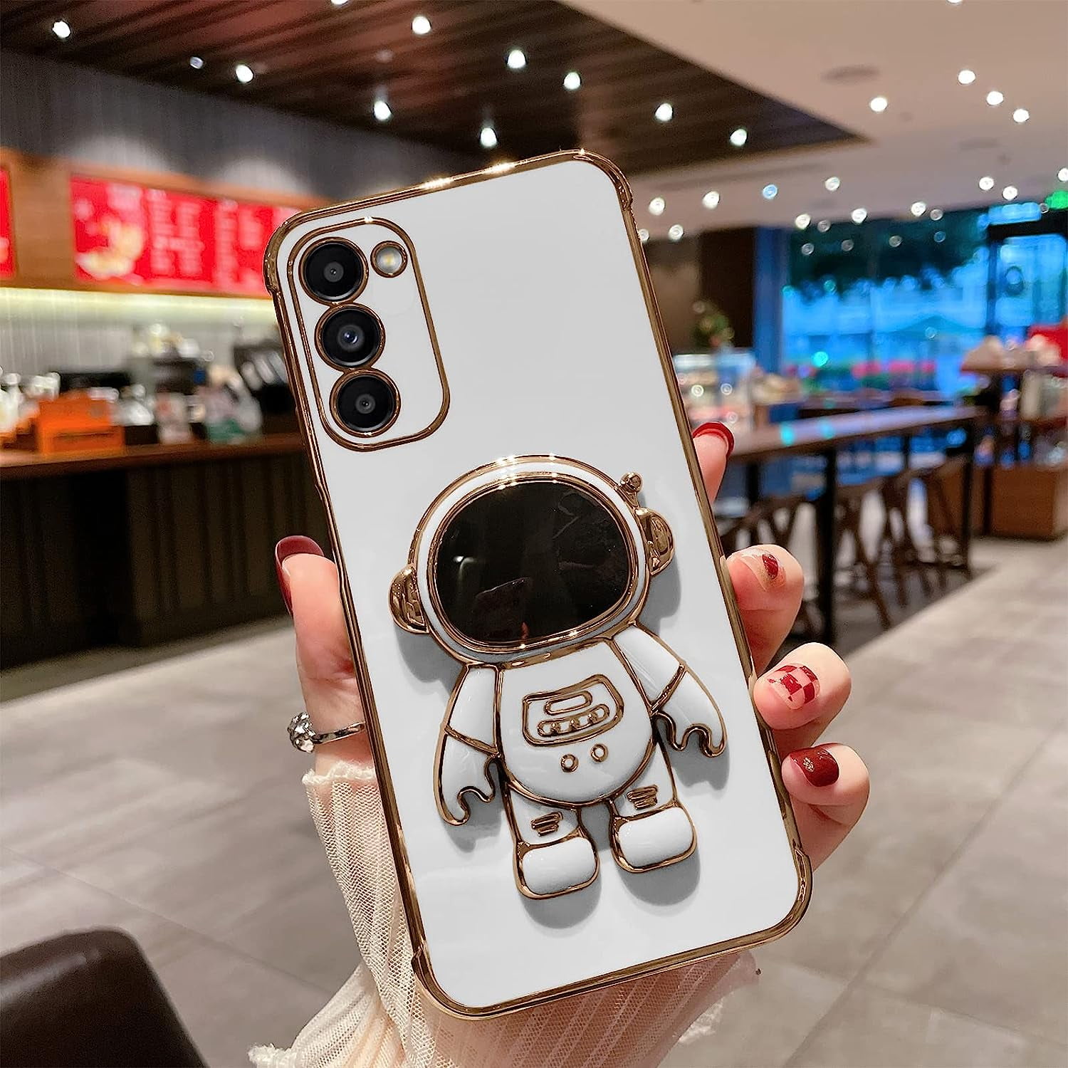 6D Plating Astronaut Hidden Stand Case Cover for Samsung Galaxy S23 5G