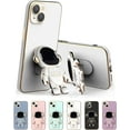 thumbnail image 1 of 6D Plating Astronaut Hidden Stand Case Cover for iPhone 13,Cute Phone Case with Camera Lens Protector Cover,White,6.1 Inch, 1 of 9