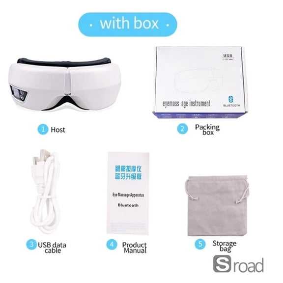 6D Smart Eye Massager With Heat, Air Pressure Compression & Vibration, Bluetooth Music, Portable Eye Mask For Relaxation & Sleep, Relief Eye Strain From Screen Time,White,One Size,funny