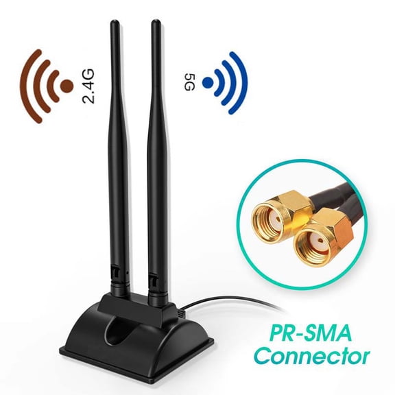 6DBi Dual Band 2.4GHz 5GHz WiFi 6 External SMA Antenna With Magnetic Dock, 1200Mbps Wireless Signal Booster Amplifier Compatible With Intel AX200 Desktop Network Card