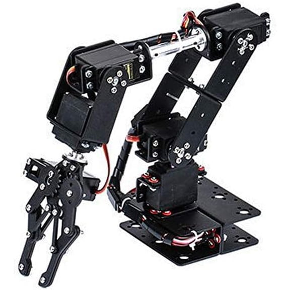 6DOF Robot Mechanical Arm Kit, Programming Robotic Clamp Hand Claw with 6 Servo Motors, 180 Degree Angle Manipulator Industrial Robot Parts for College Teaching$$Tools & Hardware Other