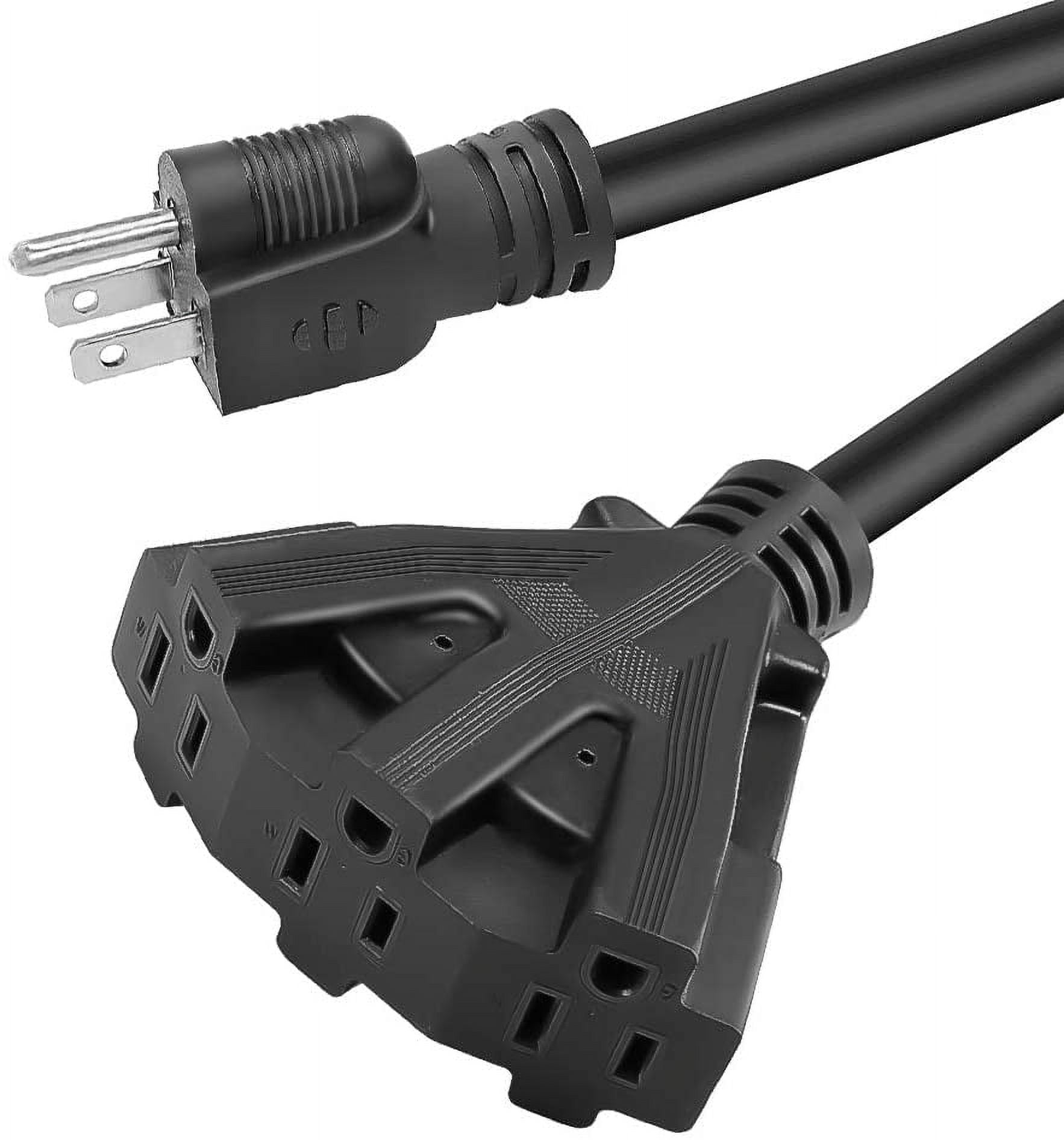 6FT 12/3 Extension Cord Heavy Duty Black 3Outlet 12AWG 15 Amp 1875