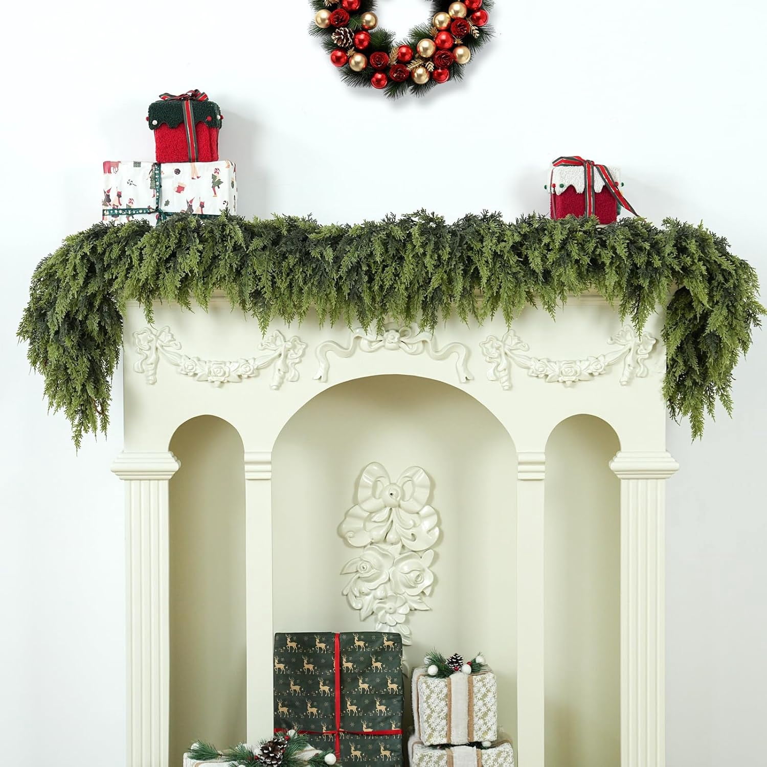 6FT 1Pcs Christmas Cedar Garland Artificial Realistic Soft Thick Green ...