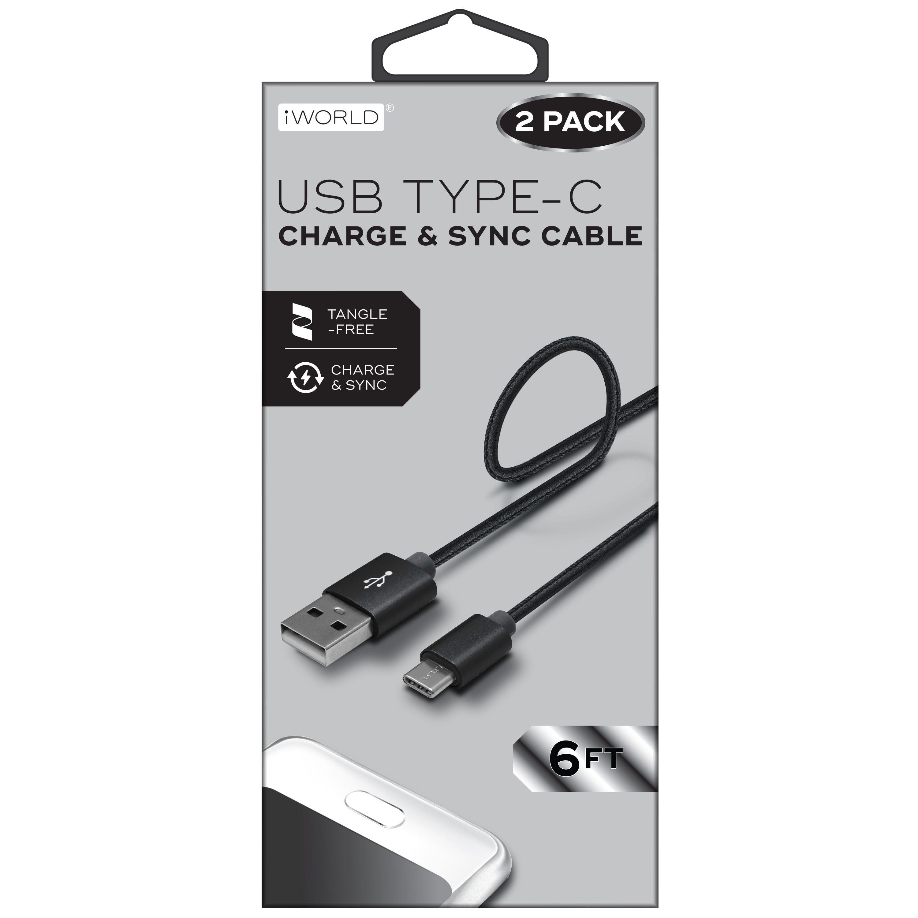 6FT 2 PK FAUX LEATHER USB TYPE C