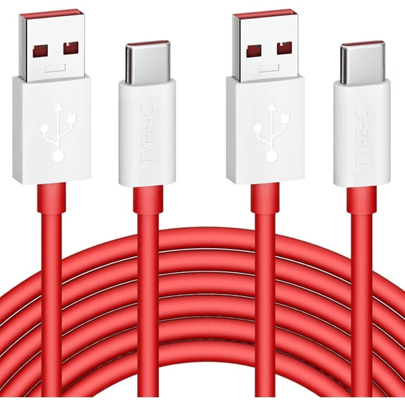 6FT 2-Pack USB Type C Cable for OnePlus 8 Pro, 80W 65W for Supervooc/Warp/Dash-Charging Cable Rapid Data Syncing Fast Charger USB C Cable for OnePlus 15 13 12 12R Open 11 10 8 7T 7 6T, Red