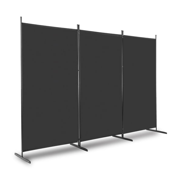 6FT 3 Panel Folding Privacy Screen Black 160g Polyester Fabric Carbon Steel Frame Plastic Feet Lightweight Portable Collapsible Privacy Divider Room Screen Indoor Outdoor Easy Setup Storage
