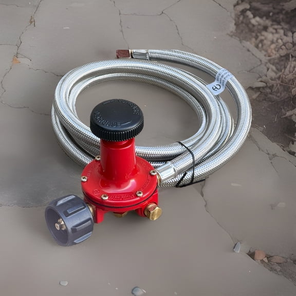 6FT 30 PSI Adjustable High Pressure Propane Regulator with Stainless Steel Braided Hose, Compatible with Fire Pit, Grill, Heater, Griddle, and Outdoor Appliances