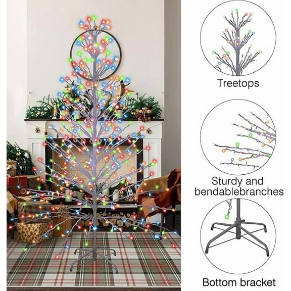 6FT 400 LED Lighted Birch Tree Colorful LED Tree with Lights Birch Tree for Home Festival Christmas Season Decor, LED Artificial Birch Tree, Warm White and Multicolor