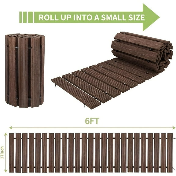 6FT&8FT Wooden Garden Pathway, Outdoor Roll Out Decorative Garden Walkway, Weather-Resistant Non-Slip Hardwood Pathway For Garden, Backyard, Beach, Wedding Party Pathways(Dark Brown)