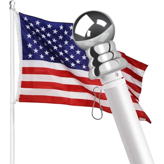 6FT Aluminum Tangle Free Spinning Flag Pole for Outside House – Heavy Duty Flagpole with Rotating Rings, Wall Mount House Flag Pole for 2x3 & 3x5 Flags, Residential Commercial Outdoor FlagPole