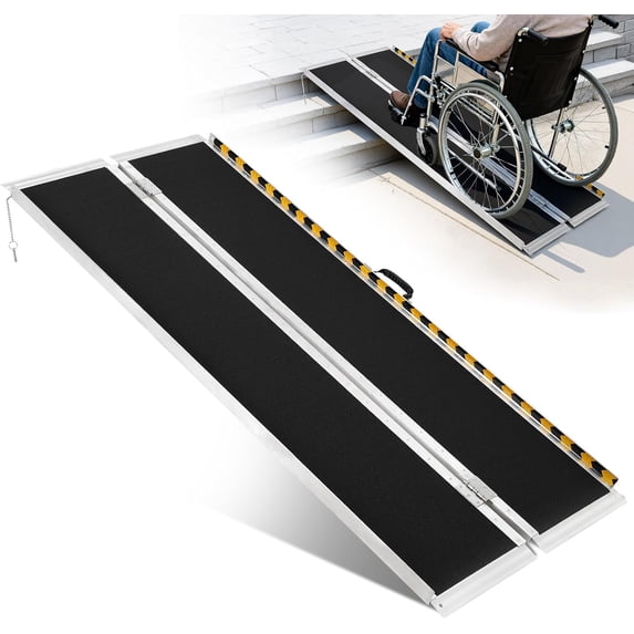 6FT Aluminum Wheelchair Ramp, Portable for Stairs & Cars, 800 lbs ...