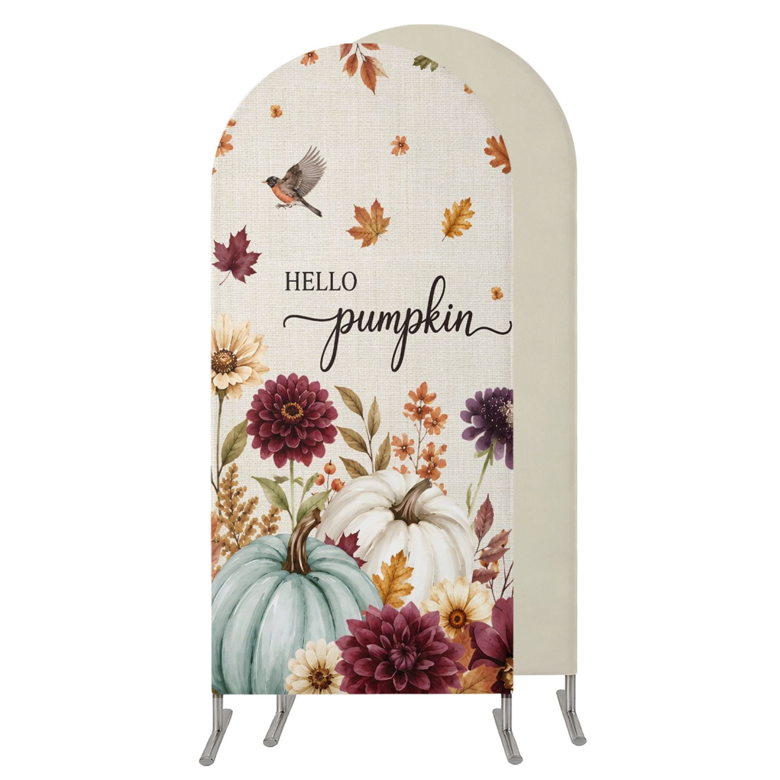 6FT Arch Backdrop Covers, Beige Pumpkins Fall Wedding Arch Cover ...