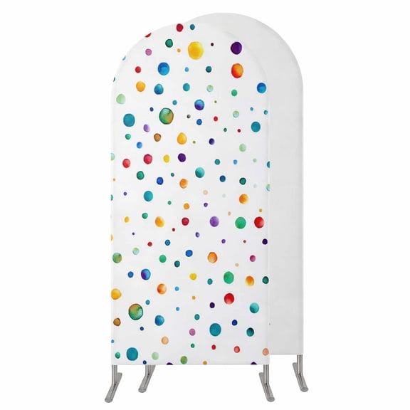 6FT Arch Backdrop Covers, Colorful Polka Dot Wedding Arch Cover Stretchy, Rainbow Point Vibrant Chiara Arches Backdrop Stand Covers for Birthday Baby Shower Party Banquet Decor