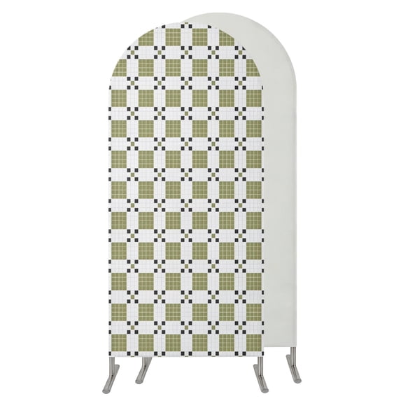 6FT Arch Backdrop Covers, Olive Green Black Plaid Wedding Arch Cover ...