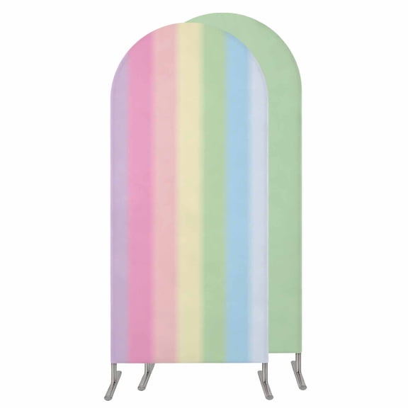 6FT Arch Backdrop Covers, Rainbow Stripes Wedding Arch Cover Stretchy, Modern Colorful Cream Striped Aesthetics Chiara Arches Backdrop Stand Covers for Birthday Baby Shower Party Banquet Decor