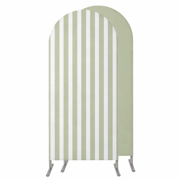 6FT Arch Backdrop Covers, Sage Green Striped Wedding Arch Cover Stretchy, Modern Farmhouse Sage Green White Stripes Chiara Arches Backdrop Stand Covers for Birthday Baby Shower Party Banquet Decor