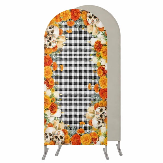 6FT Arch Backdrop Covers, Yellow Floral Wedding Arch Cover Stretchy ...