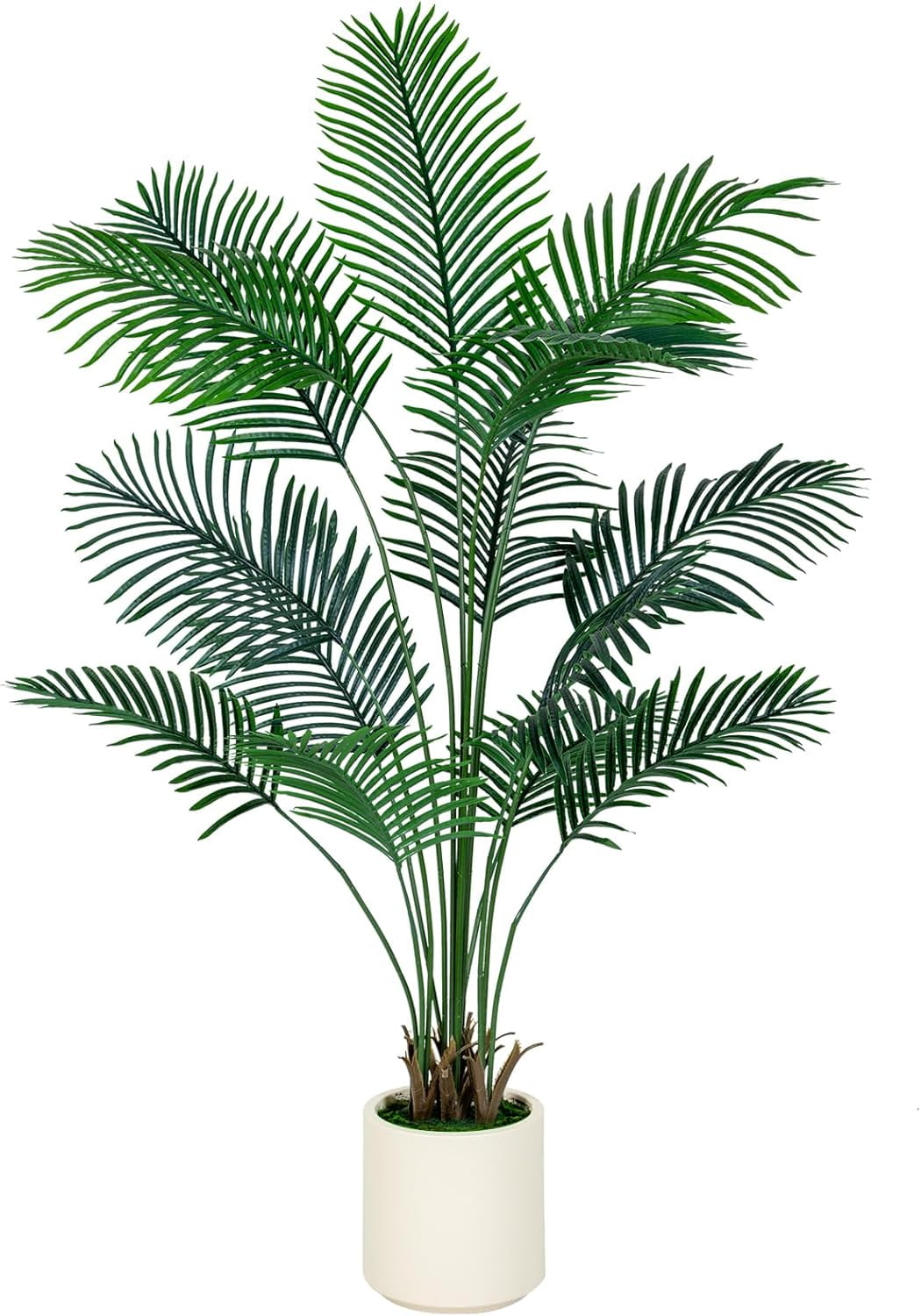 6FT Areca Palm Artificial Tree with White Planter Pot, Faux Floor Plant ...