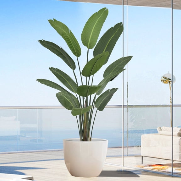 6FT Artificial Bird of Paradise Plant (72in) Tall Faux Tree with Realistic 13 Leaves, Fake Tropical Floor Potted Artificial Plants for Home Office Living Room Indoor Outdoor Decor