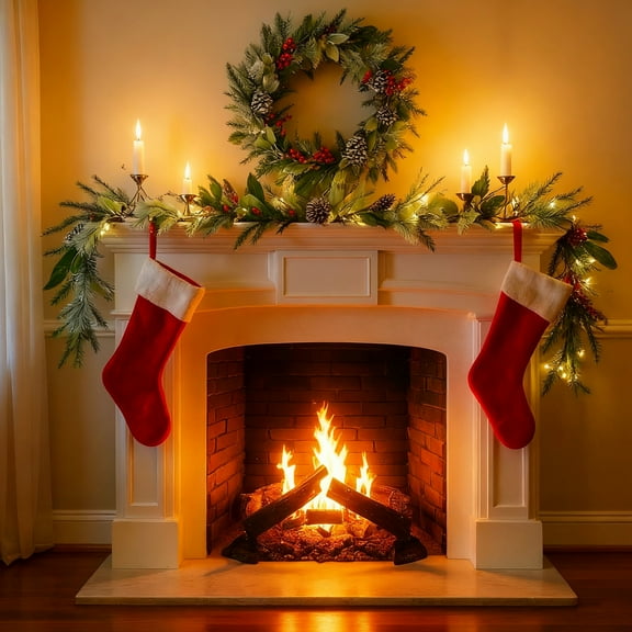 6FT Artificial Cedar Berry Garland - Realistic Christmas Greenery for Mantels, Doors, Staircases, and Holiday Party Decor