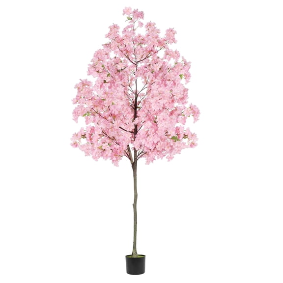 6FT Artificial Cherry Blossom Tree, Fake Pink Sakura Faux Silk Plant in Pot, Lifelike Decorative Tree for Indoor Home Office Wedding Party Outdoor Decor, No Maintenance