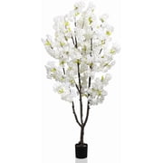 6FT Artificial Cherry Blossom Tree ,Faux White Cherry Blossoms Tree with Realistic Trunks for Indoor Outdoor Home Office Decor