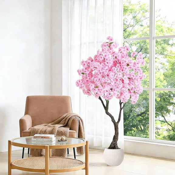 6FT Artificial Cherry Blossom Tree - Realistic Pink Flowering Plant