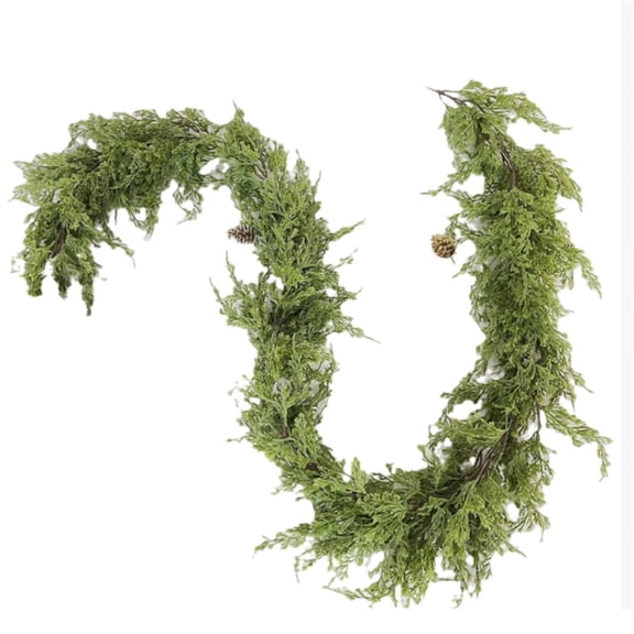 6FT Artificial Christmas Garland with Pinecones, Realistic Cedar Pine Greenery for Fireplace Mantel, Stair Railing, Wall, and Indoor Outdoor Holiday Decor
