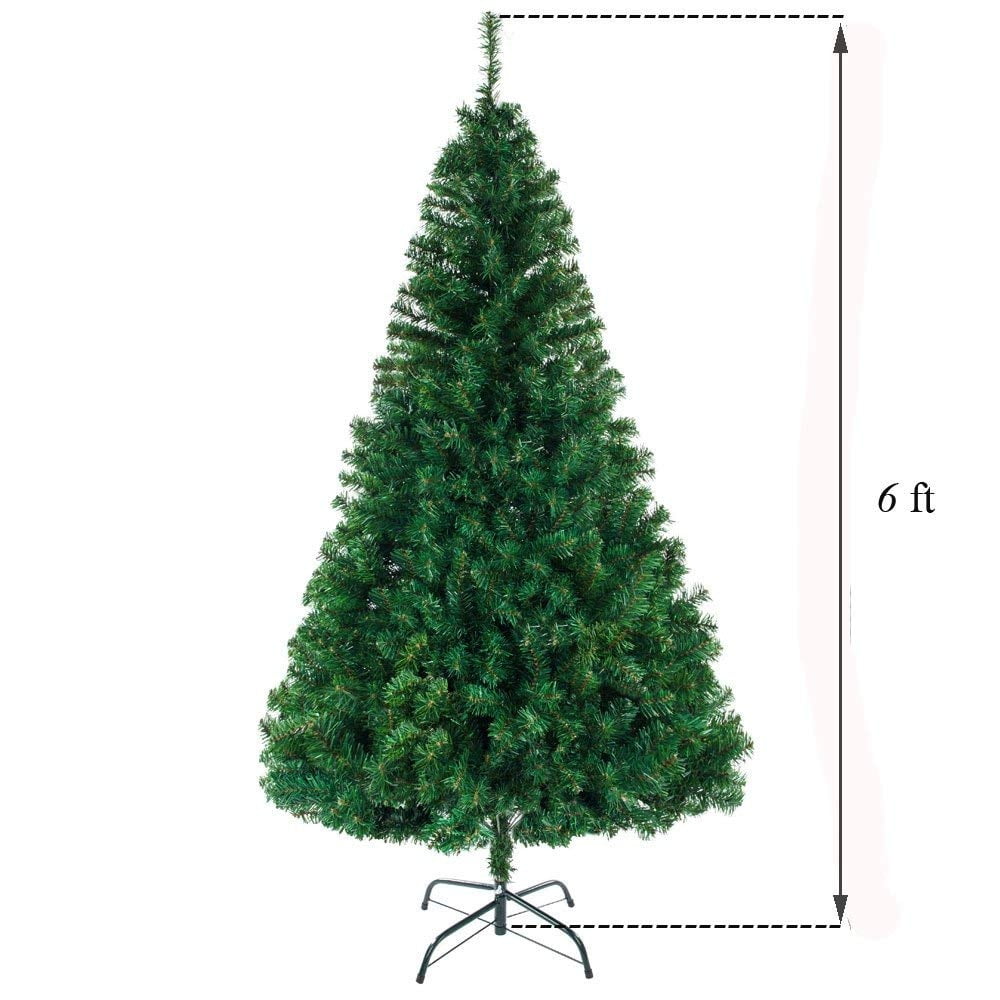 6FT Artificial Christmas Tree,Classic Spruce Xmas Tree w/ 1050 PVC Branch Tips,Classic Holiday Spruce Pine Tree, Easy to Assemble, Ideal for Home Office Party Decor, Green