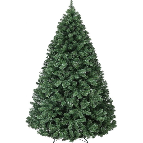 6FT Artificial Christmas Tree - Fluffy Fraser Fir Unlit Hinged Design, Faux Full Christmas Tree with 900 Premium Branch Tips, Includes Stand for Holiday Home Decor