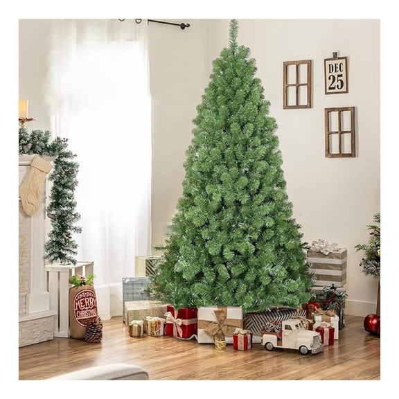 6FT Artificial Christmas Tree, Realistic Unlit Christmas Tree with Metal Hinges, Memory Wire Faux Xmas Tree with 760 Branch Tips and Foldable Base for Party, Holiday, Home, Office