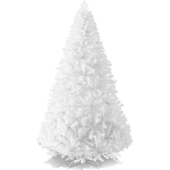 6FT Artificial Christmas Tree, White Premium Pine Unlit Holiday Decoration, Full Size Décor Easy Assembly w/Metal Stand